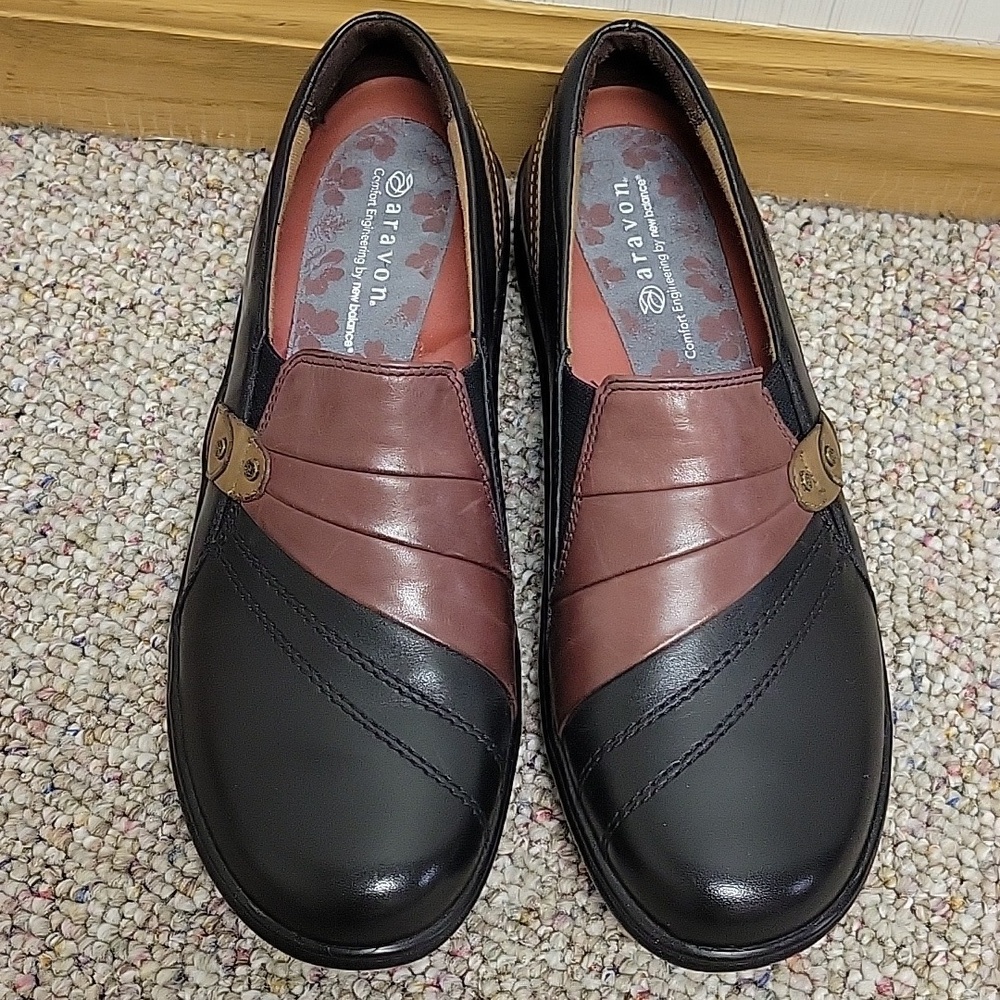 Aravon By New Balance Danielle Slip On Brown & Black Shoes Women's 8.5 NWOT